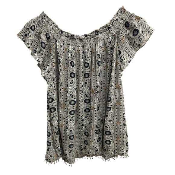 American Eagle Outfitters Womens Boho Style Smocked Top Floral Print Sz Medium - Picture 2 of 9